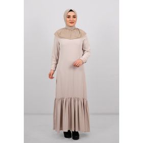 Hürrem Bone 2101-12 Bej Sandy Arkadan Çıtçıtlı Geçmeli Eşarp