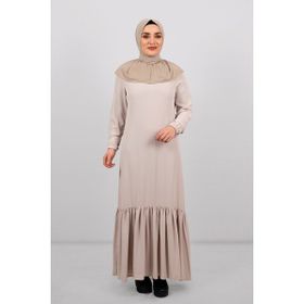 Hürrem Bone 2101-12 Bej Sandy Arkadan Çıtçıtlı Geçmeli Eşarp