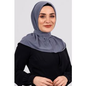 Hürrem Bone 2101-15 Gri Sandy Arkadan Çıtçıtlı Geçmeli Eşarp