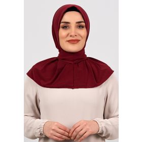 Hürrem Bone 2101-16 Bordo Sandy Arkadan Çıtçıtlı Geçmeli Eşarp