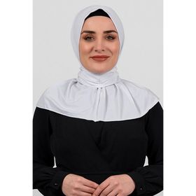 Hürrem Bone 2101-42 Beyaz Sandy Arkadan Çıtçıtlı Geçmeli Eşarp