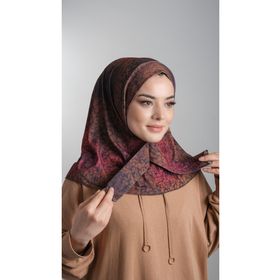 Hürrem Bone 2101D_16 Bordo Sandy Kumaş Batik Desenli Pratik Hazır Geçmeli Tesettür Bone