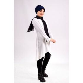 Hürrem Bone 2104_02 Lacivert Viskon Kumaş Şapkalı Aksesuarlı Pratik Hazır Geçmeli Tesettür Bone