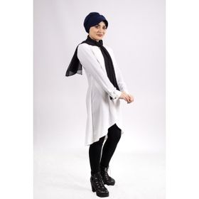 Hürrem Bone 2104_02 Lacivert Viskon Kumaş Şapkalı Aksesuarlı Pratik Hazır Geçmeli Tesettür Bone