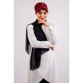 Hürrem Bone 2104_16 Bordo Viskon Kumaş Şapkalı Aksesuarlı Pratik Hazır Geçmeli Tesettür Bone