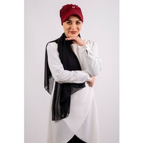 Hürrem Bone 2104_16 Bordo Viskon Kumaş Şapkalı Aksesuarlı Pratik Hazır Geçmeli Tesettür Bone
