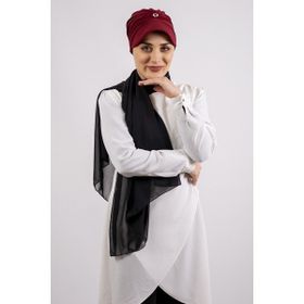 Hürrem Bone 2104_16 Bordo Viskon Kumaş Şapkalı Aksesuarlı Pratik Hazır Geçmeli Tesettür Bone