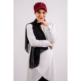 Hürrem Bone 2104_16 Bordo Viskon Kumaş Şapkalı Aksesuarlı Pratik Hazır Geçmeli Tesettür Bone