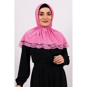 Hürrem Bone 2105-04 Pembe Viskon Çıtçıtlı Dantelli Geçmeli Eşarp