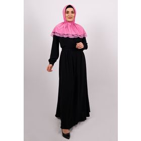 Hürrem Bone 2105-04 Pembe Viskon Çıtçıtlı Dantelli Geçmeli Eşarp