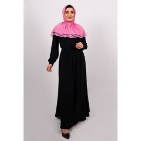 Hürrem Bone 2105-04 Pembe Viskon Çıtçıtlı Dantelli Geçmeli Eşarp
