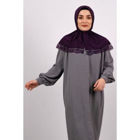 Hürrem Bone 2105-07 Mürdüm Viskon Çıtçıtlı Dantelli Geçmeli Eşarp