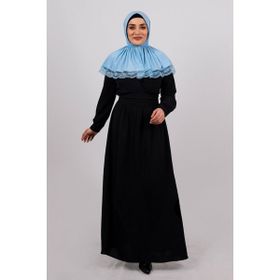 Hürrem Bone 2105-11 Bebe Mavisi Viskon Çıtçıtlı Dantelli Geçmeli Eşarp