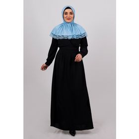 Hürrem Bone 2105-11 Bebe Mavisi Viskon Çıtçıtlı Dantelli Geçmeli Eşarp