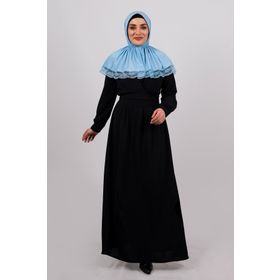 Hürrem Bone 2105-11 Bebe Mavisi Viskon Çıtçıtlı Dantelli Geçmeli Eşarp
