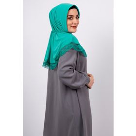 Hürrem Bone 2105-13 Mint Yeşili Viskon Çıtçıtlı Dantelli Geçmeli Eşarp