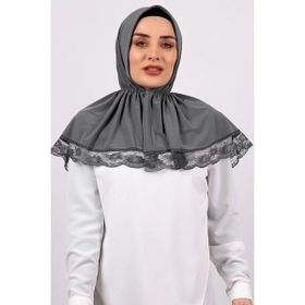 Hürrem Bone 2105-25 Füme Viskon Çıtçıtlı Dantelli Geçmeli Eşarp