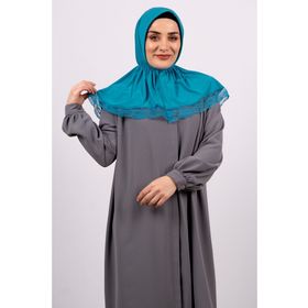 Hürrem Bone 2105-34 Mavi Viskon Çıtçıtlı Dantelli Geçmeli Eşarp