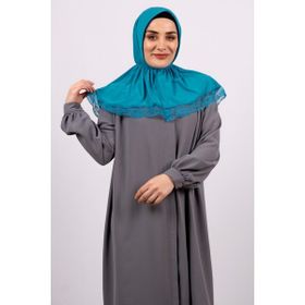 Hürrem Bone 2105-34 Mavi Viskon Çıtçıtlı Dantelli Geçmeli Eşarp