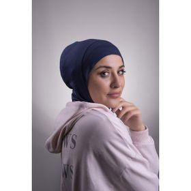 Hürrem Bone 2106_02 Lacivert Viskon Kumaş Hijab Spor Pratik Hazır Geçmeli Bone