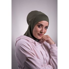 Hürrem Bone 2106_09 Haki Viskon Kumaş Hijab Spor Pratik Hazır Geçmeli Bone