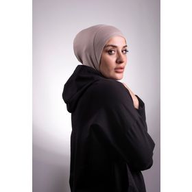 Hürrem Bone 2106_12 Bej Viskon Kumaş Hijab Spor Pratik Hazır Geçmeli Bone