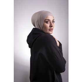 Hürrem Bone 2106_12 Bej Viskon Kumaş Hijab Spor Pratik Hazır Geçmeli Bone