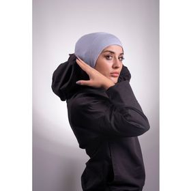 Hürrem Bone 2106_15 Gri Viskon Kumaş Hijab Spor Pratik Hazır Geçmeli Bone
