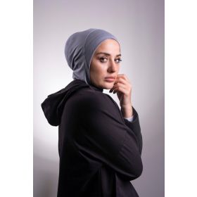 Hürrem Bone 2106_25 Füme Viskon Kumaş Hijab Spor Pratik Hazır Geçmeli Bone