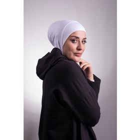 Hürrem Bone 2106_42 Beyaz Viskon Kumaş Hijab Spor Pratik Hazır Geçmeli Bone