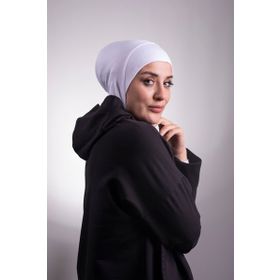 Hürrem Bone 2106_42 Beyaz Viskon Kumaş Hijab Spor Pratik Hazır Geçmeli Bone