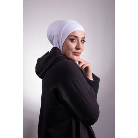Hürrem Bone 2106_42 Beyaz Viskon Kumaş Hijab Spor Pratik Hazır Geçmeli Bone