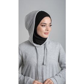 Hürrem Bone 2108_01 Siyah Viskon Kumaş Penye Pratik Hazır Geçmeli Şal