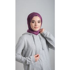 Hürrem Bone 2108_07 Mürdüm Viskon Kumaş Penye Şal Pratik Hazır Geçmeli Şal