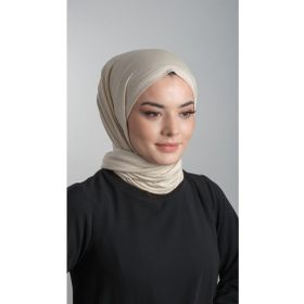 Hürrem Bone 2108_12 Bej Viskon Kumaş Penye Şal Pratik Hazır Geçmeli Şal