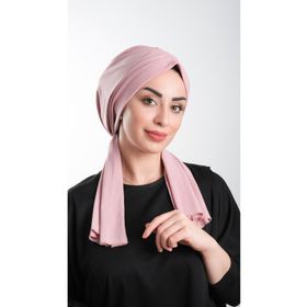 Hürrem Bone 2111_06 Pudra Kesik Elyaf Sade Pratik Hazır Geçmeli Tesettür Bone