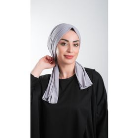 Hürrem Bone 2111_15 Gri Kesik Elyaf Sade Pratik Hazır Geçmeli Tesettür Bone