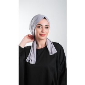 Hürrem Bone 2111_15 Gri Kesik Elyaf Sade Pratik Hazır Geçmeli Tesettür Bone
