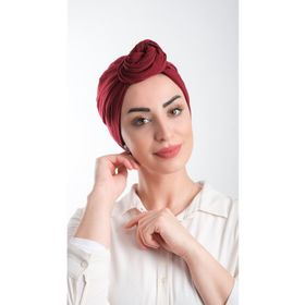 Hürrem Bone 2111_16 Bordo Kesik Elyaf Sade Pratik Hazır Geçmeli Tesettür Bone