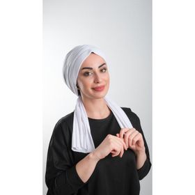 Hürrem Bone 2111_42 Beyaz Kesik Elyaf Sade Pratik Hazır Geçmeli Tesettür Bone