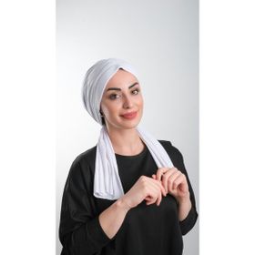 Hürrem Bone 2111_42 Beyaz Kesik Elyaf Sade Pratik Hazır Geçmeli Tesettür Bone