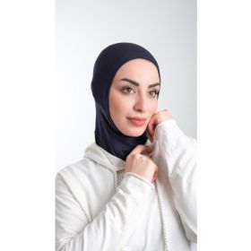 Hürrem Bone 2113_02 Lacivert Sandy Kumaş Spor Hijab Pratik Hazır Geçmeli Tesettür Bone