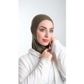 Hürrem Bone 2113_09 Haki Sandy Kumaş Spor Hijab Pratik Hazır Geçmeli Tesettür Bone