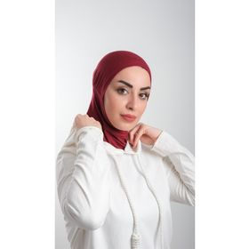 Hürrem Bone 2113_16 Bordo Sandy Kumaş Spor Hijab Pratik Hazır Geçmeli Tesettür Bone