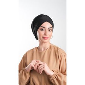 Hürrem Bone 2114_01 Siyah Sandy Kumaş Büzgülü Pratik Hazır Geçmeli Tesettür Bone