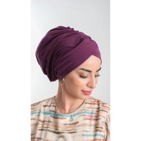 Hürrem Bone 2114_07 Sandy Kumaş Büzgülü Mürdüm Pratik Hazır Geçmeli Tesettür Bone