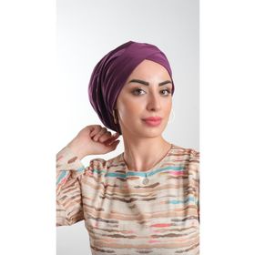 Hürrem Bone 2114_07 Sandy Kumaş Büzgülü Mürdüm Pratik Hazır Geçmeli Tesettür Bone