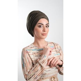 Hürrem Bone 2114_09 Haki Sandy Kumaş Büzgülü Pratik Hazır Geçmeli Tesettür Bone