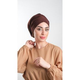 Hürrem Bone 2114_14 Kahverengi Sandy Kumaş Büzgülü Pratik Hazır Geçmeli Tesettür Bone