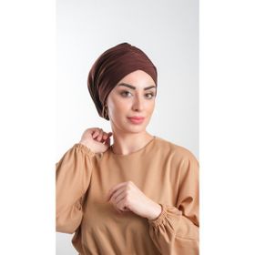 Hürrem Bone 2114_14 Kahverengi Sandy Kumaş Büzgülü Pratik Hazır Geçmeli Tesettür Bone